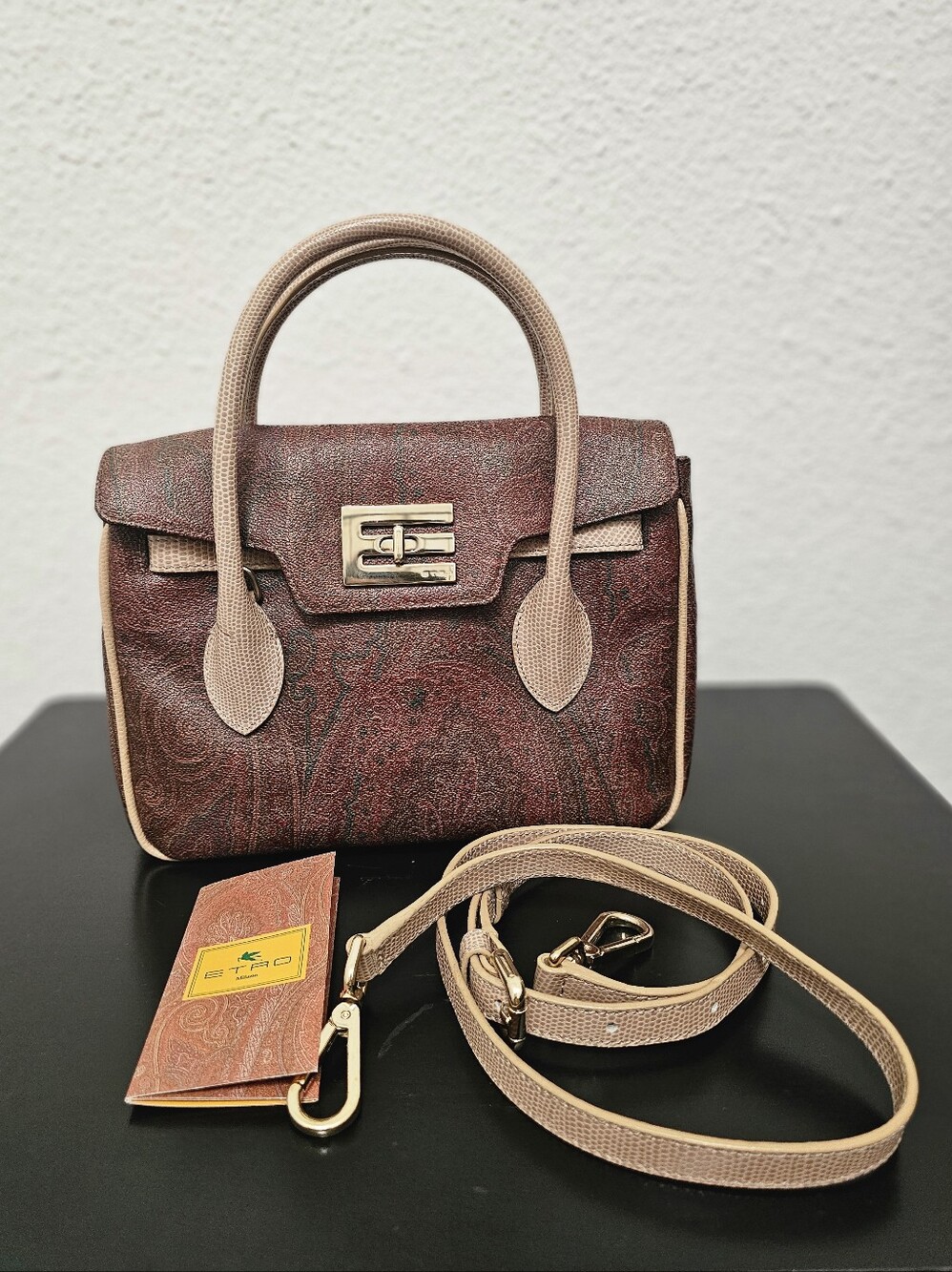 Authentic ETRO Paisley Top Handle Satchel with Crossbody Strap